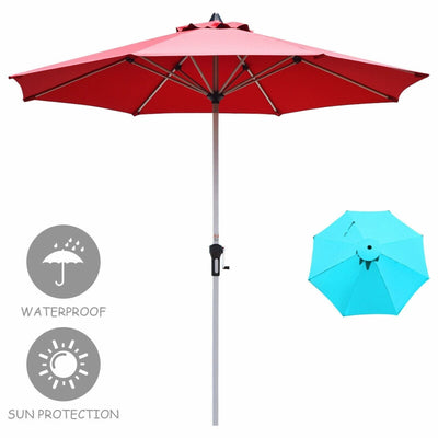 9' Patio Outdoor Market Umbrella with Aluminum Pole without Weight Base