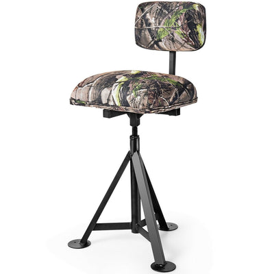 Swivel Hunting Chair Tripod Blind Stool with Detachable Backrest