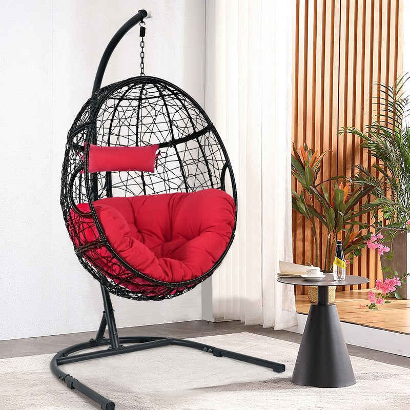 Hanging Cushioned Hammock Chair with Stand