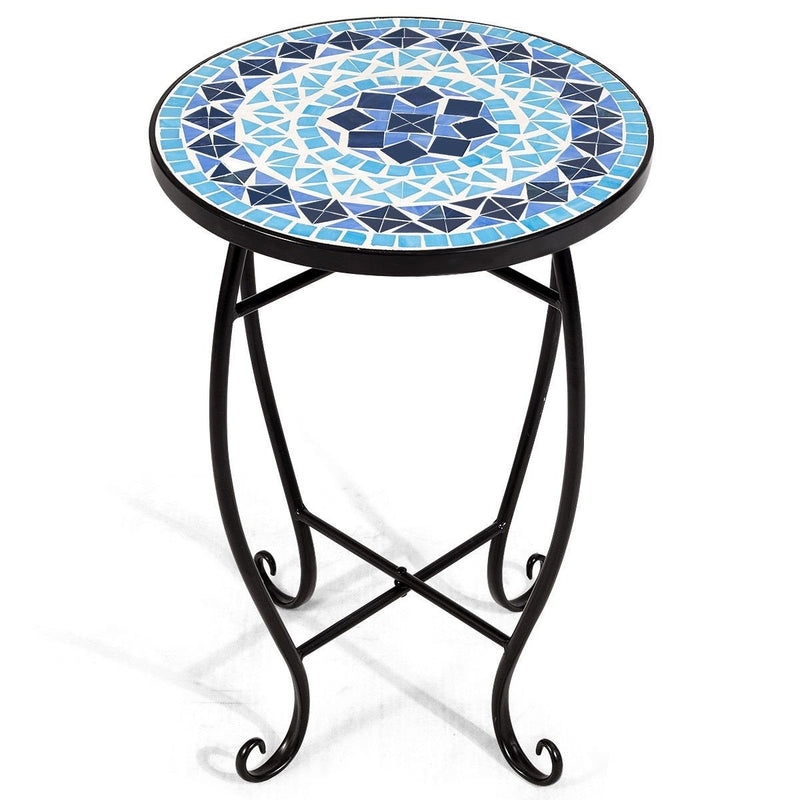 Outdoor Indoor Steel Accent Plant Stand Cobalt Table