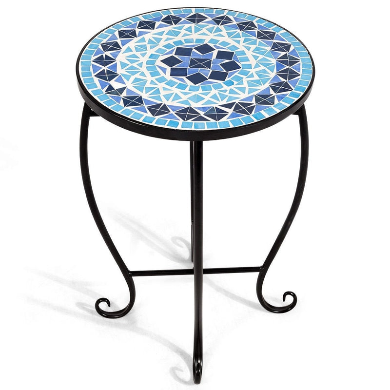 Outdoor Indoor Steel Accent Plant Stand Cobalt Table