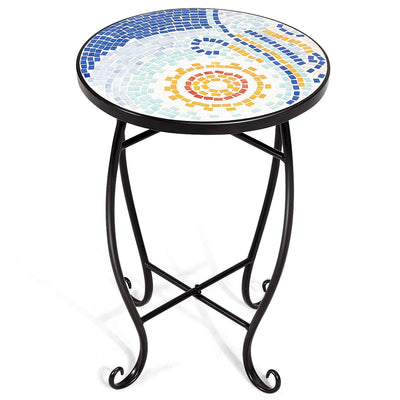 Outdoor Indoor Steel Accent Plant Stand Cobalt Table