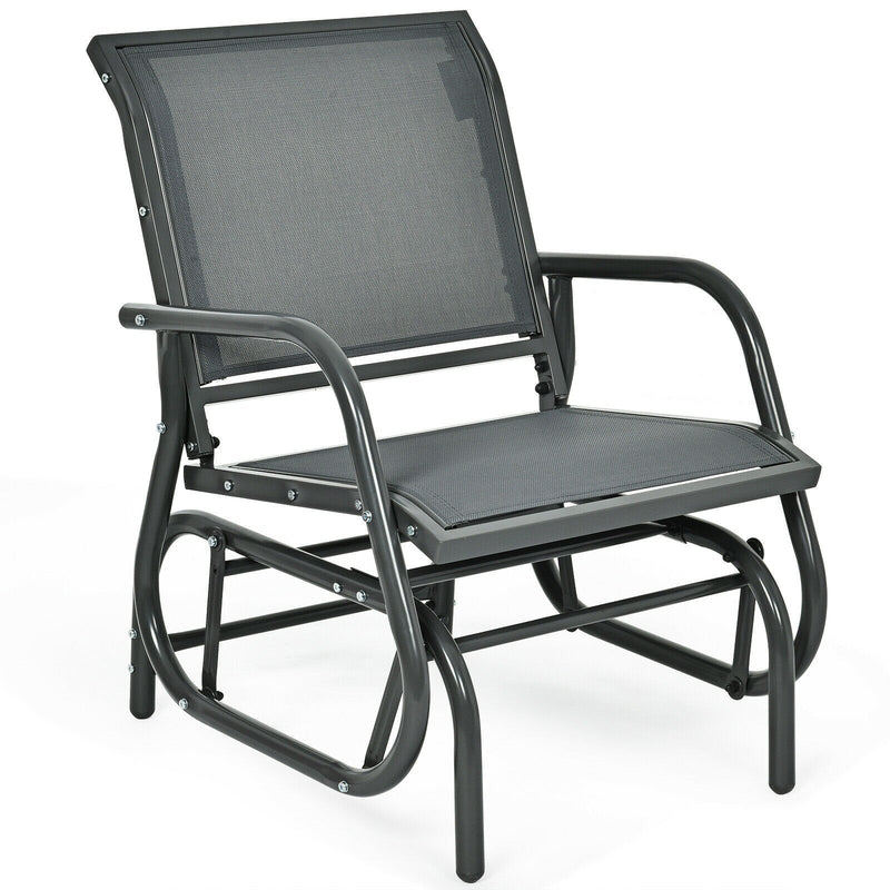 Outdoor Single Swing Glider Rocking Chair with Armrest