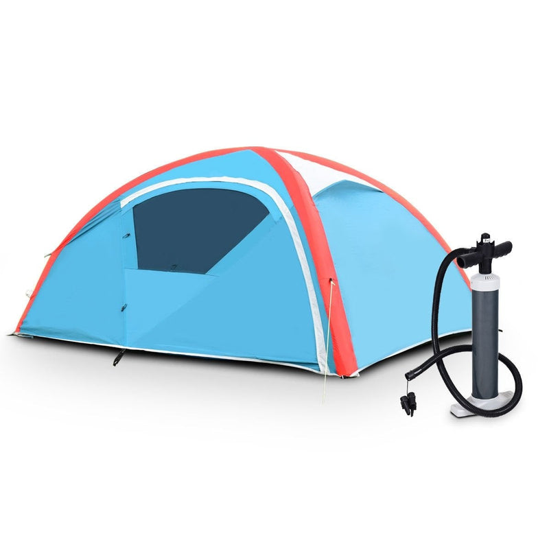 3 Persons Inflatable Camping Waterproof Tent with Bag and Pump