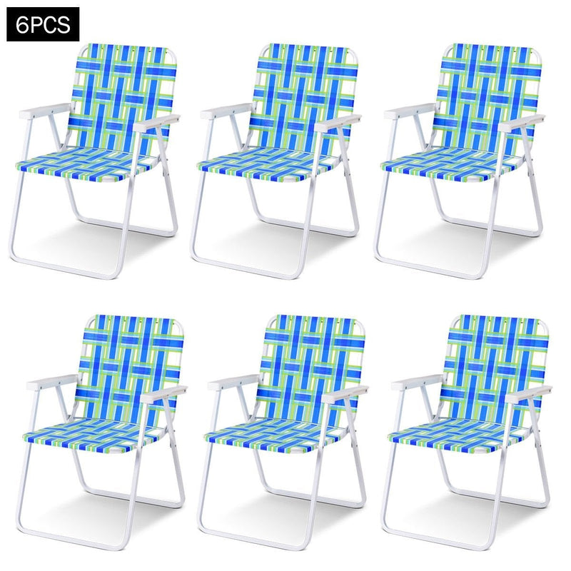 6 Pcs Folding Beach Chair and Lawn Web Chair