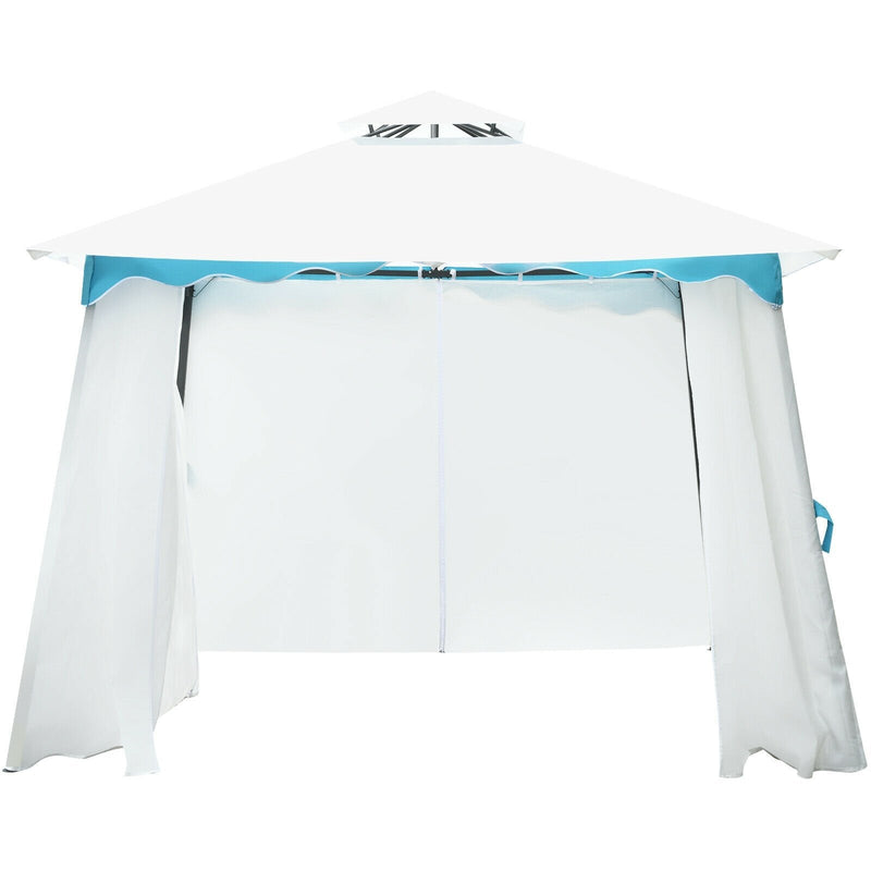 2-Tier Patio Gazebo Canopy Tent with Closable with Side Walls