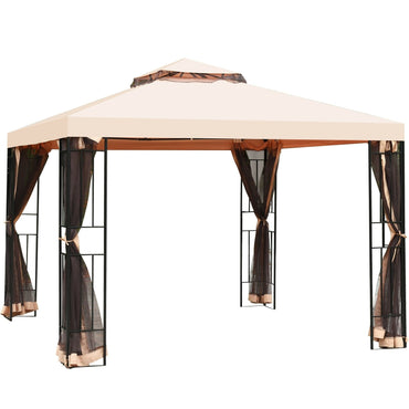 10 x 10 Ft 2-Tier Vented Metal Gazebo Canopy with Mosquito Netting