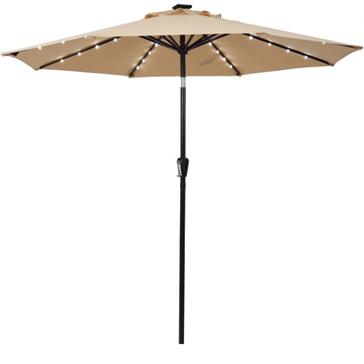 9 Ft and 32 LED Lighted Solar Patio Market Umbrella Shelter with Tilt and Crank