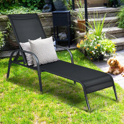 Adjustable Patio Chaise Folding Lounge Chair with Backrest