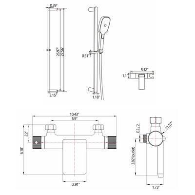 Wall Mounted Thermostatic Single Handle Roman Bathtub Faucet