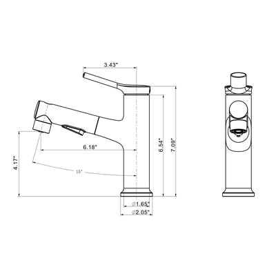 Three Functions Single Hole Pull Down Bathroom Faucet