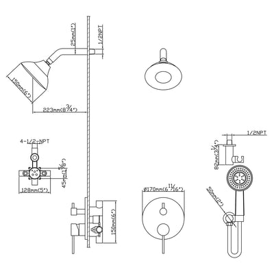 Bathroom Rainfall Shower Head with Handheld