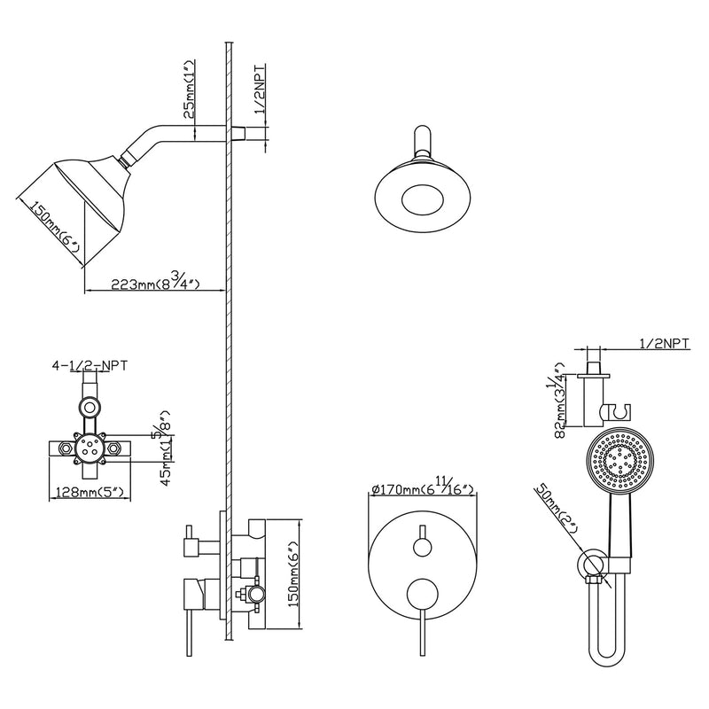 Bathroom Rainfall Shower Head with Handheld