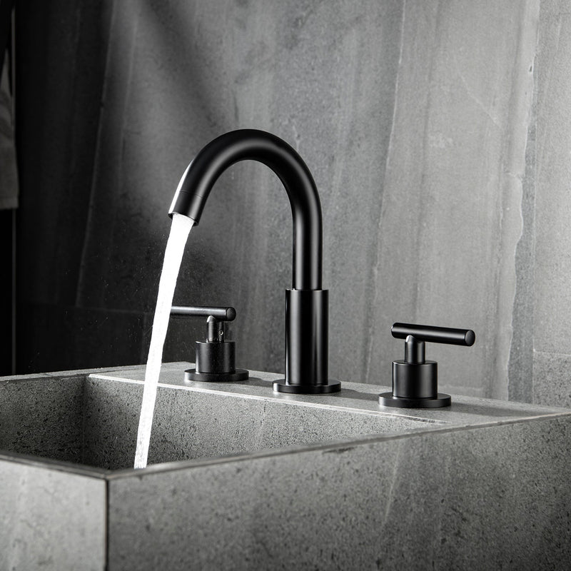 Widespread bath faucet Matte Black 2-Handle Widespread Bathroom Sink Faucet