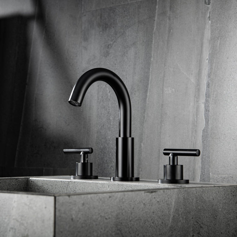 Widespread bath faucet Matte Black 2-Handle Widespread Bathroom Sink Faucet