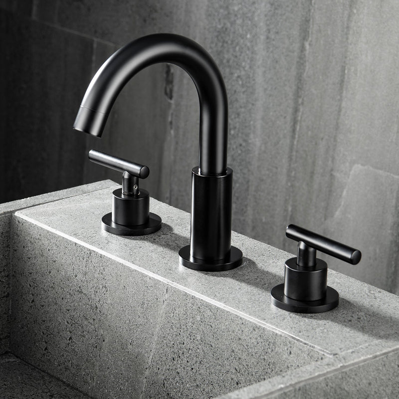 Widespread bath faucet Matte Black 2-Handle Widespread Bathroom Sink Faucet