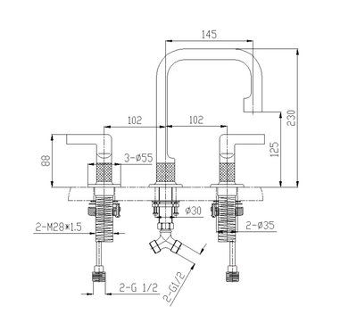 Solid Brass 8 Inch Two Handle Bathroom Faucet