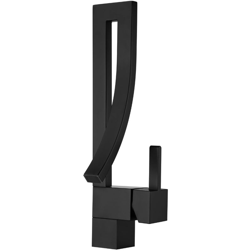 Unique Single Handle Solid Brass Matte Black Bathroom Sink Faucet