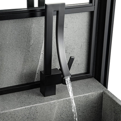 Unique Single Handle Solid Brass Matte Black Bathroom Sink Faucet