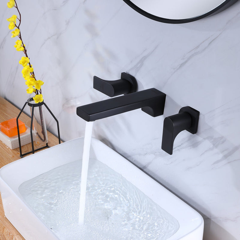 2-Handle Wall Mounted Faucet in Matte Black