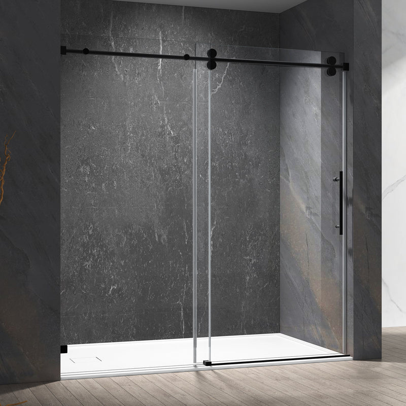 60-in W x 66-in H Frameless Sliding Standard Bathtub Door (Tempered Glass)