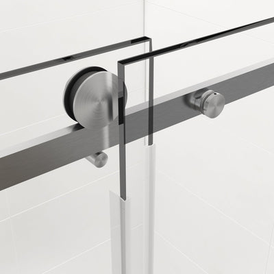 60-in W x 76-in H Frameless Sliding Matte Black Standard Shower Door (Tempered Glass)