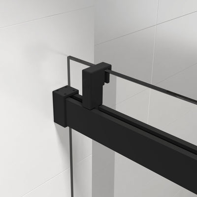 60 in W. x 76 in H. Single Sliding Shower Door with Soft-Closing Barn Door Sliding with 3/8 in Clear Tempered Glass