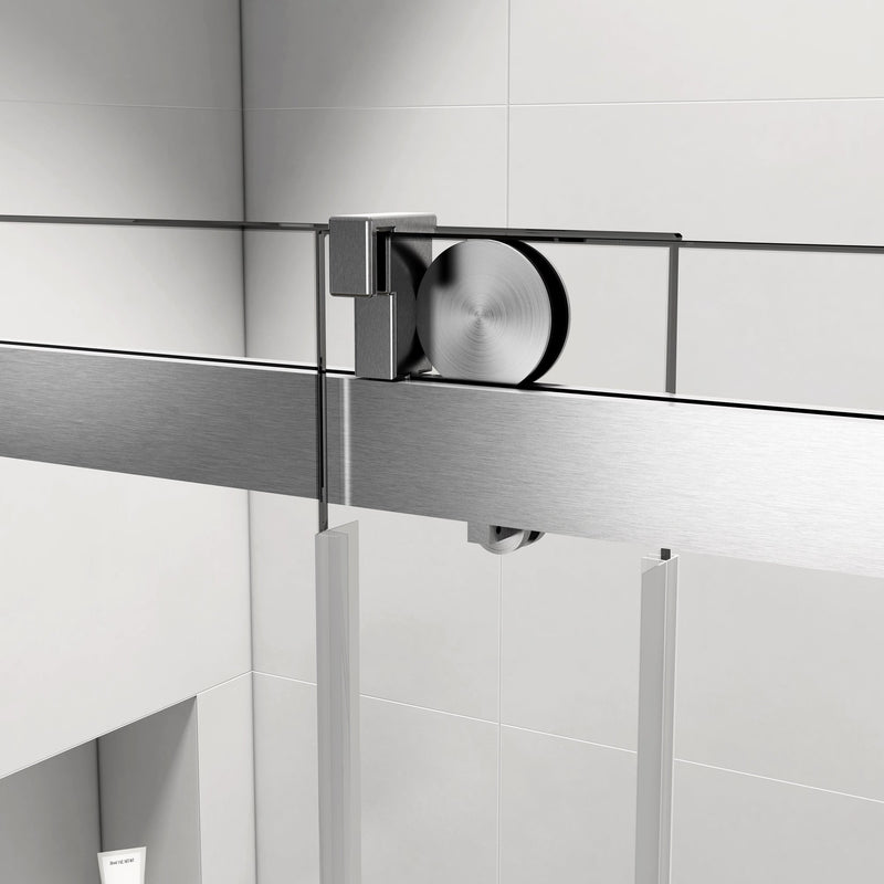 60 in W. x 76 in H. Single Sliding Shower Door with Soft-Closing Barn Door Sliding with 3/8 in Clear Tempered Glass