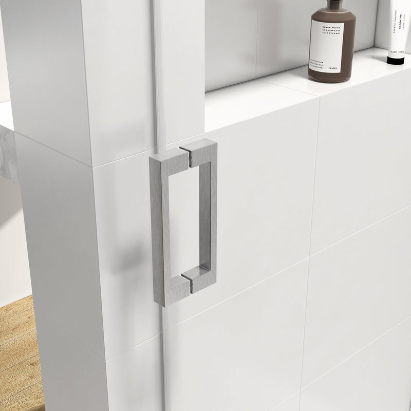 60 in W. x 76 in H. Single Sliding Shower Door with Soft-Closing Barn Door Sliding with 3/8 in Clear Tempered Glass