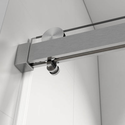 60 in W. x 76 in H. Single Sliding Shower Door with Soft-Closing Barn Door Sliding with 3/8 in Clear Tempered Glass