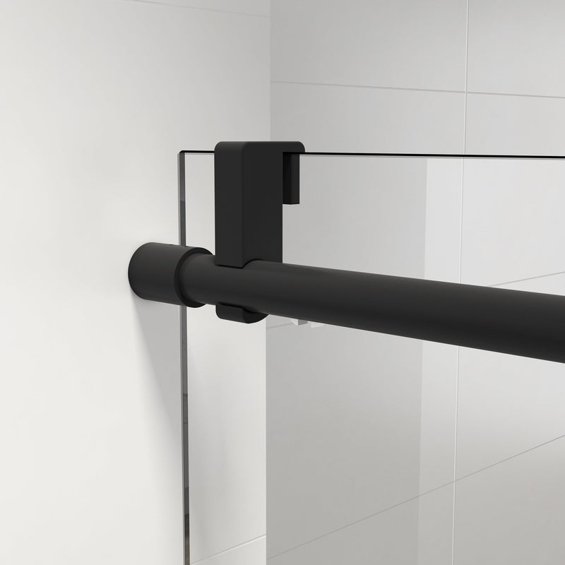 60-in W x 76-in H Frameless Sliding Matte Black Soft Close Standard Shower Door