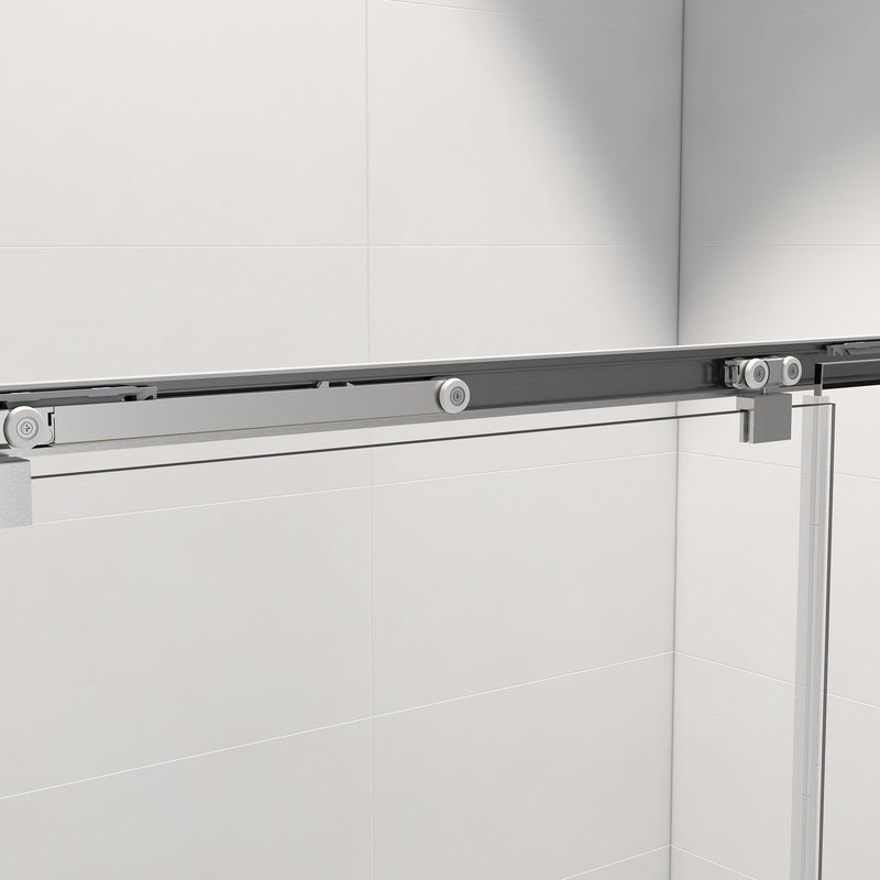 60-in W x 76-in H Semi-frameless Sliding Soft Close Standard Shower Door (Tempered Glass)