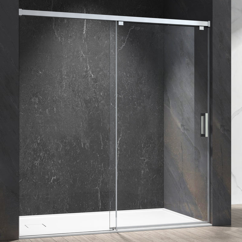 48-in W x 76-in H Semi-frameless Sliding Soft Close Standard Shower Door (Tempered Glass)