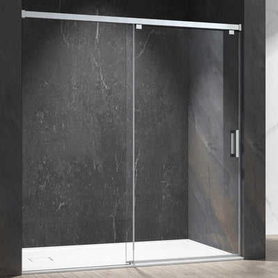 60-in W x 76-in H Semi-frameless Sliding Soft Close Standard Shower Door (Tempered Glass)