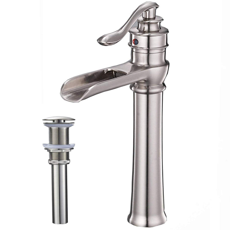 Single-Hole Single-Handle Bathroom Faucet High Spout with Drain Kit Included Corrosion Resistance