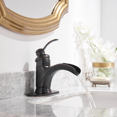 Single Hole Single Handle Low Spout Waterfall Bathroom Faucet