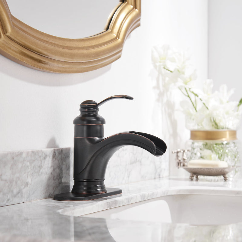 Single Hole Single Handle Low Spout Waterfall Bathroom Faucet