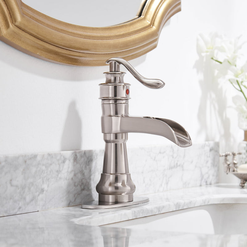 Slim Low Spout Single Handle Single Hole Bathroom Faucet