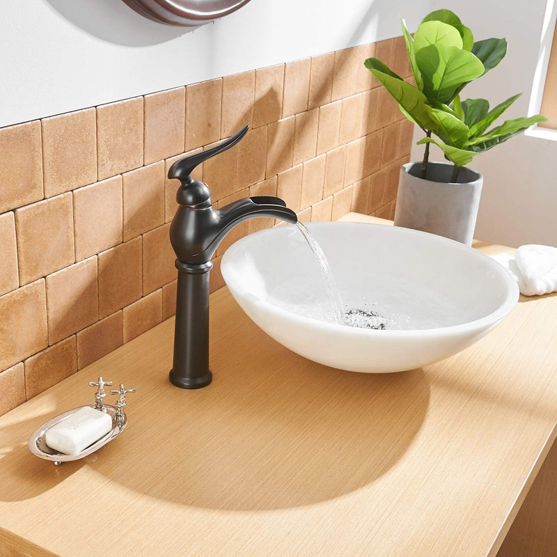 Single Handle Lamp Shaped High Spout Single Hole Bathroom Faucet and Spot Resist Faucet