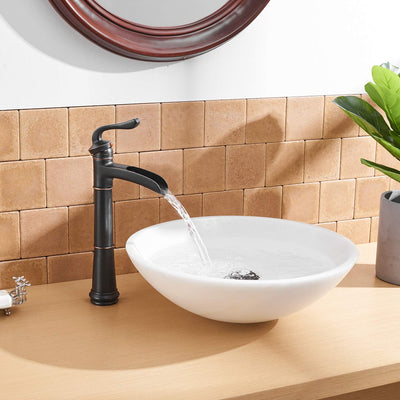 Single Handle Single Hole High Spout Waterfall Bathroom Faucet with Pop-Up Drain