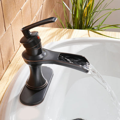 Waterfall Single Hole Single-Handle Low-Arc Bathroom Faucet