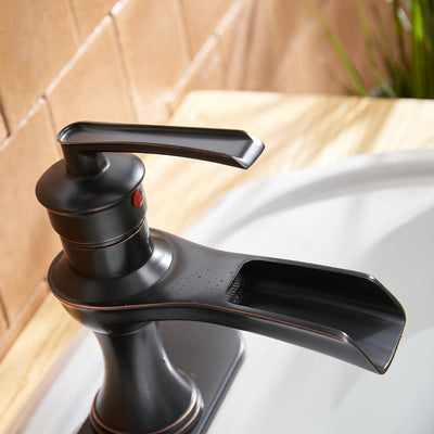 Waterfall Single Hole Single-Handle Low-Arc Bathroom Faucet