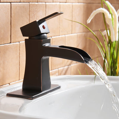 Single Handle Single Hole Bathroom Faucet Pop-Up Drain Included and Supply Line