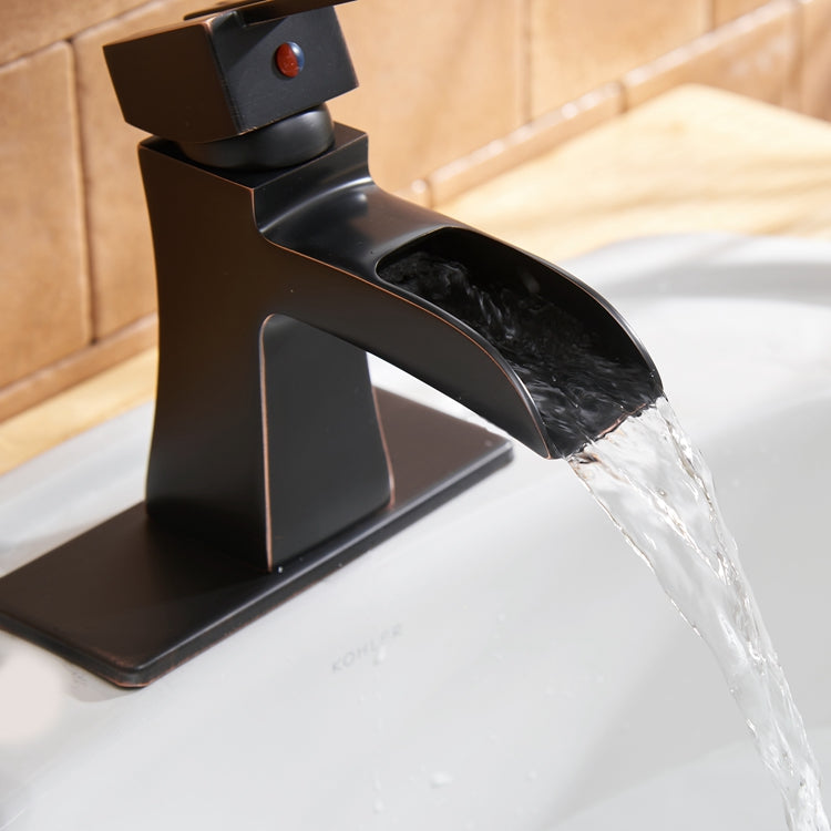 Single Handle Single Hole Bathroom Faucet Pop-Up Drain Included and Supply Line