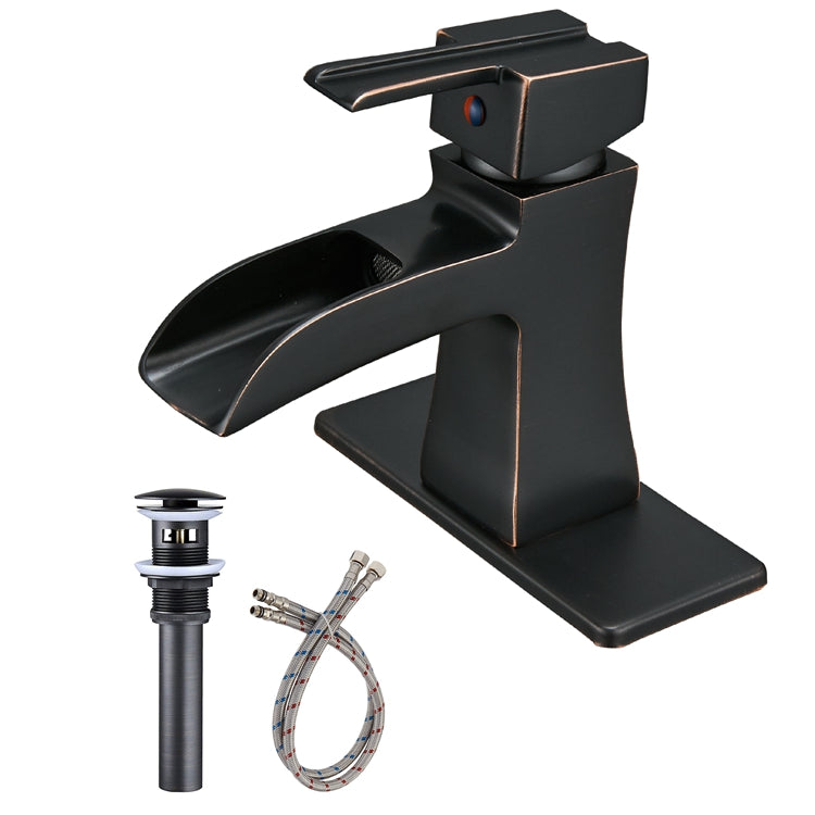 Single Handle Single Hole Bathroom Faucet Pop-Up Drain Included and Supply Line