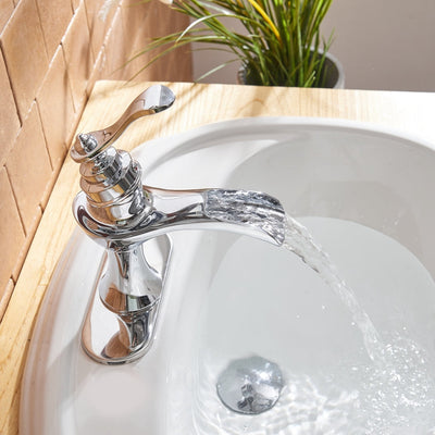 Single Handle Single Hole Bathroom Faucet Pop-Up Drain Included and Supply Lines