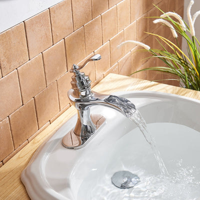 Single Handle Single Hole Bathroom Faucet Pop-Up Drain Included and Supply Lines