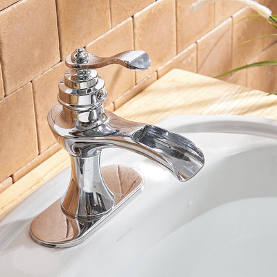 Single Handle Single Hole Bathroom Faucet Pop-Up Drain Included and Supply Lines