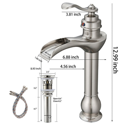 Single Handle Single Hole Bathroom Faucet Pop-Up Drain Included and Supply Lines