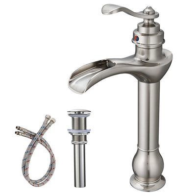 Single Handle Single Hole Bathroom Faucet Pop-Up Drain Included and Supply Lines